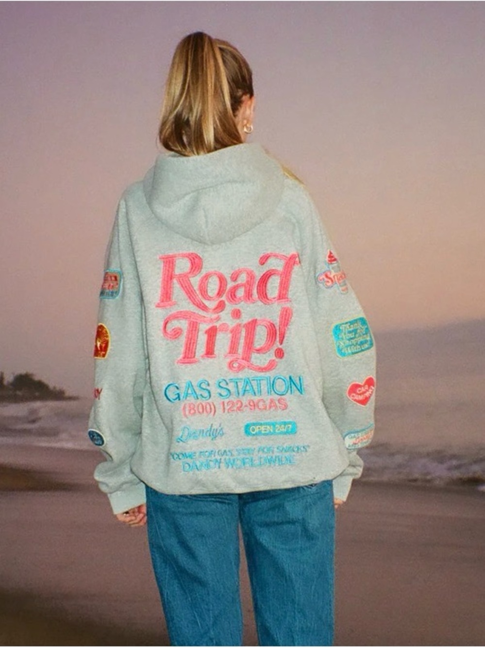 Road Trip! Graphic Light Gray Hooded Sweater